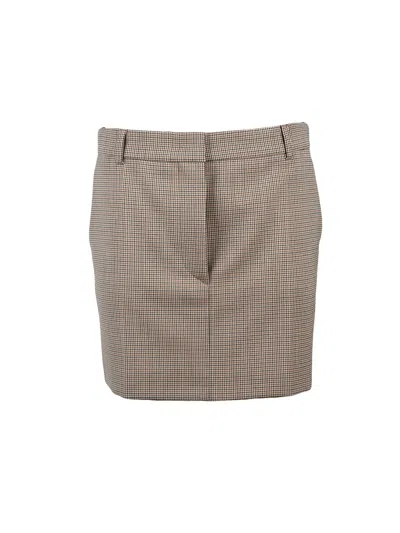 Sportmax Tailored Mini Skirt With Subtle Checkered Pattern In Gray