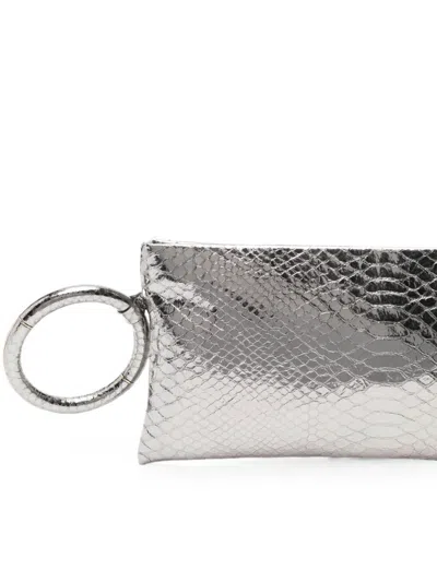 Tom Ford Zip-top Clutch In Silver