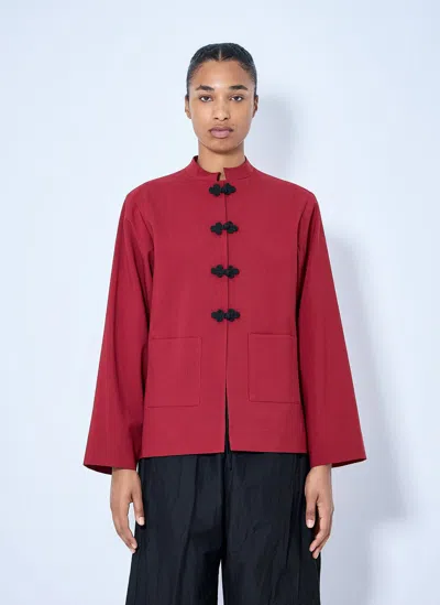 Rohe Jacket Mandarin Collar Button Front Pockets In Red