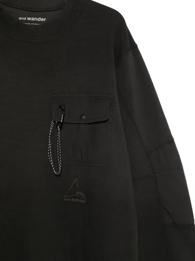 And Wander Flap-pocket Sweatshirt In Black