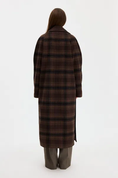 Filippa K Vanessa Vented Check Coat In Brown Check