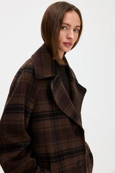 Filippa K Vanessa Vented Check Coat In Brown Check