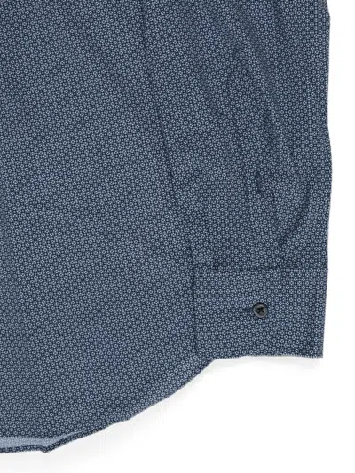 Corneliani Patterned Stretch Shirt In Blue