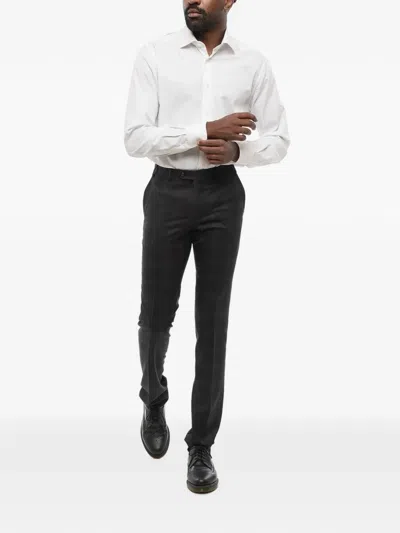 Corneliani District-check Wool Trousers In Black