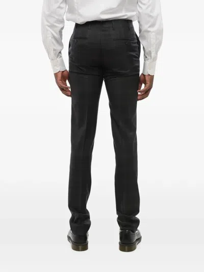Corneliani District-check Wool Trousers In Black