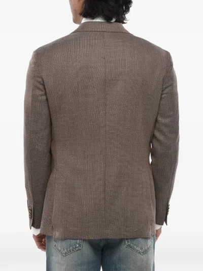 Corneliani Brown Notched Lapel Blazer In Brown