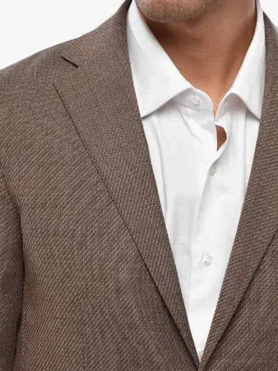 Corneliani Brown Notched Lapel Blazer In Brown