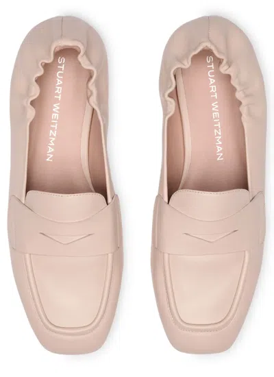 Stuart Weitzman Bryant Elasticated Leather Loafers In Neutral