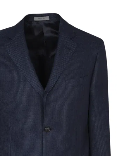 Corneliani Virgin Wool-silk Unlined Whisper Blazer In Blue