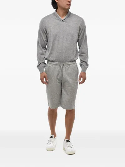Corneliani Elasticated-drawstring Track Shorts In Gray