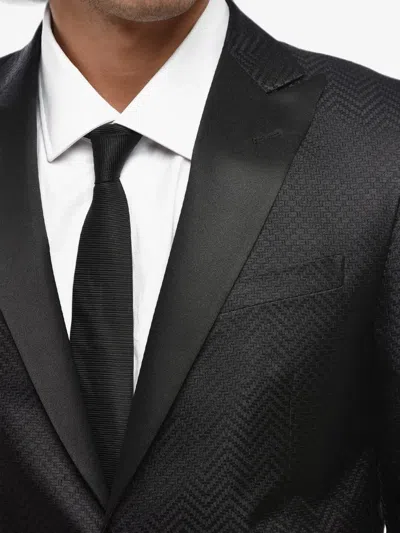 Corneliani Silk Jacquard Blazer In Black