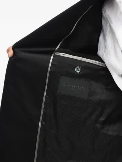 Corneliani Silk Jacquard Blazer In Black