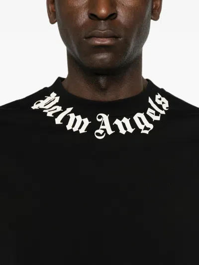 Palm Angels Logo Cotton Crew Neck Regular T Shirt In Black