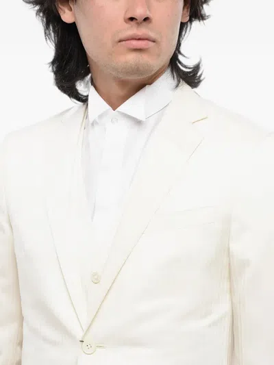 Corneliani Herringbone Single-breasted Blazer In White