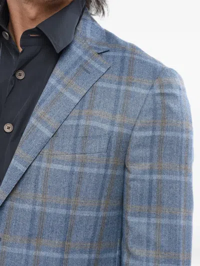 Corneliani Checked Single-breasted Blazer In Blue