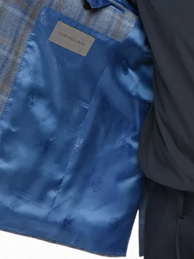 Corneliani Checked Single-breasted Blazer In Blue