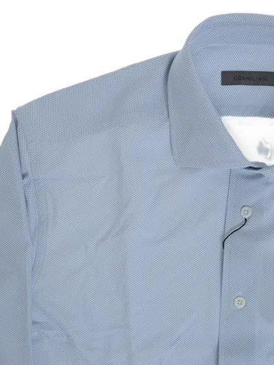 Corneliani Patterned Long-sleeve Shirt In Blue
