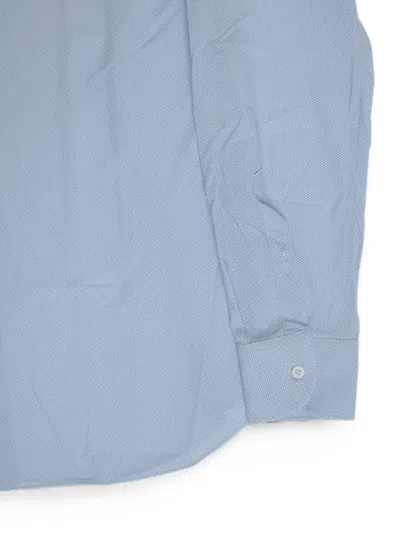 Corneliani Patterned Long-sleeve Shirt In Blue