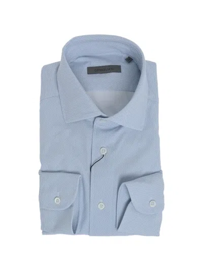 Corneliani Patterned Long-sleeve Shirt In Blue