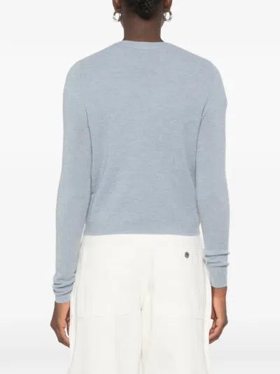 Bompard Plain-knit Cardigan In Blue