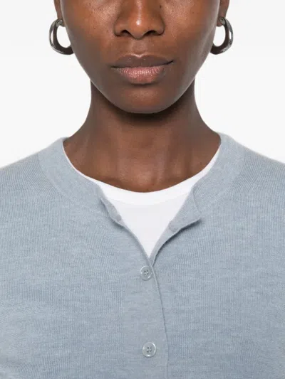 Bompard Plain-knit Cardigan In Blue