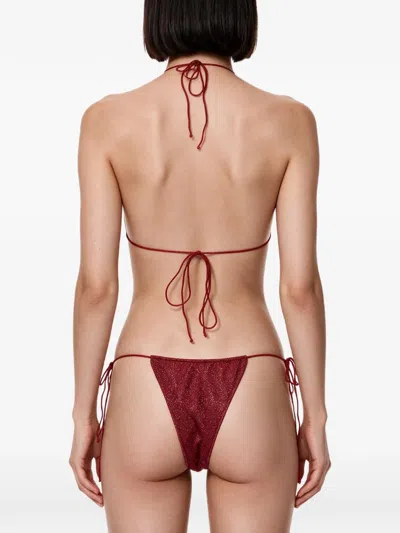 Oseree Glitter-effect Triangle Bikini In Red