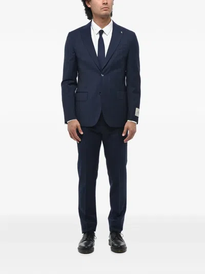 Corneliani Pinstripe-pattern Single-breasted Suit In Blue