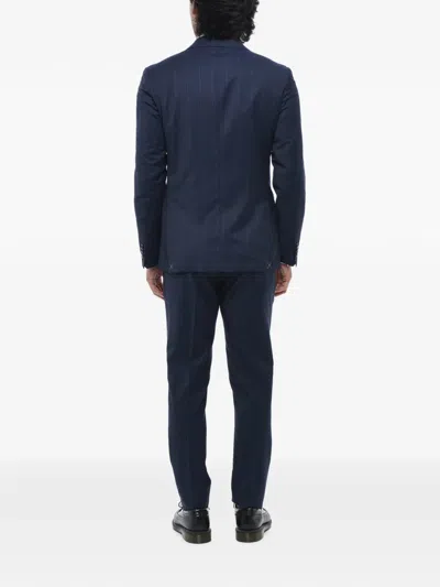 Corneliani Pinstripe-pattern Single-breasted Suit In Blue