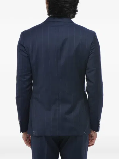 Corneliani Pinstripe-pattern Single-breasted Suit In Blue