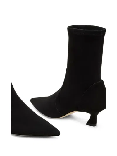 Stuart Weitzman 50mm Vinnie Suede Stretch Booties In Black