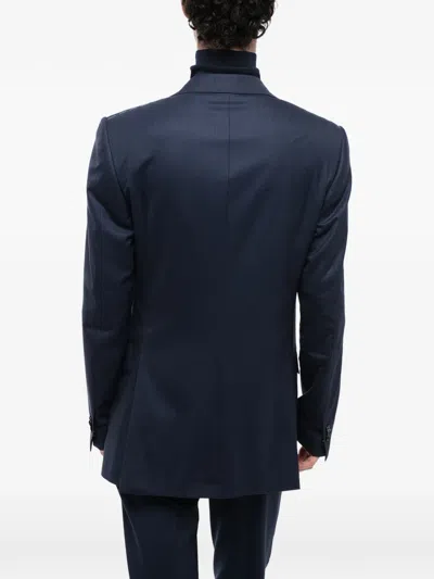 Corneliani Single-breasted Wool Blazer In Blue