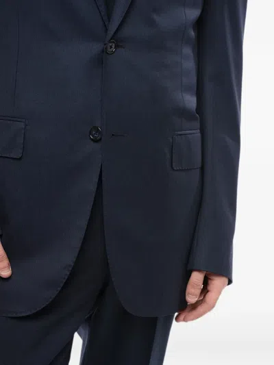 Corneliani Single-breasted Wool Blazer In Blue