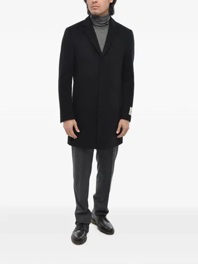 Corneliani Single-breasted Concealed-button Coat In Black