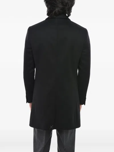 Corneliani Single-breasted Concealed-button Coat In Black