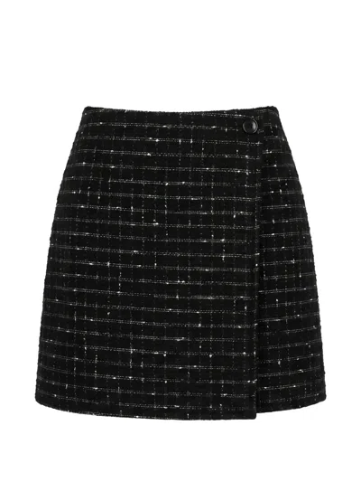 Msgm Check-pattern Wrap Skirt In Black