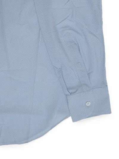 Corneliani Herringbone-pattern Stretch Shirt In Blue