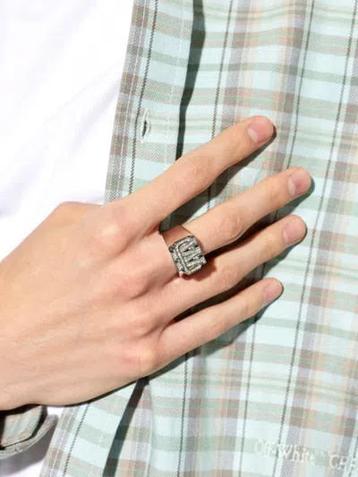 Off-white Strass-embellished Arrow Ring In Metallic