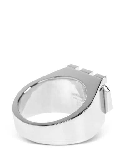 Off-white Strass-embellished Arrow Ring In Metallic