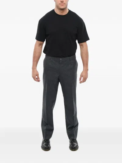 Corneliani Linen-blend Belt-loop Trousers In Black