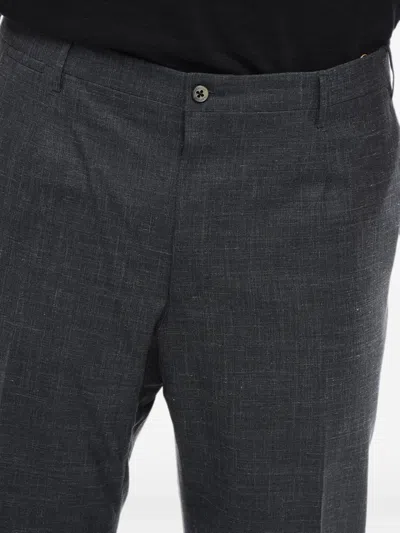 Corneliani Linen-blend Belt-loop Trousers In Black