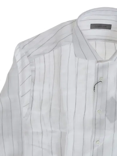 Corneliani Striped Linen Shirt In White