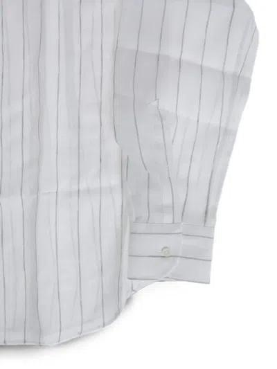 Corneliani Striped Linen Shirt In White