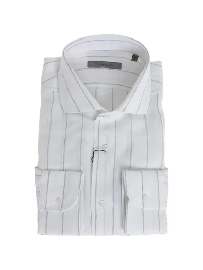 Corneliani Striped Linen Shirt In White