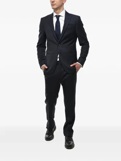 Corneliani Damask-pattern Peak-lapel Blazer In Black