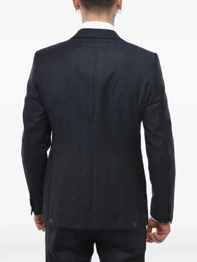 Corneliani Damask-pattern Peak-lapel Blazer In Black