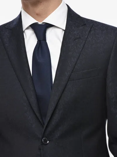 Corneliani Damask-pattern Peak-lapel Blazer In Black