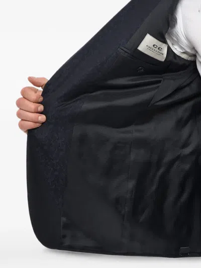 Corneliani Damask-pattern Peak-lapel Blazer In Black