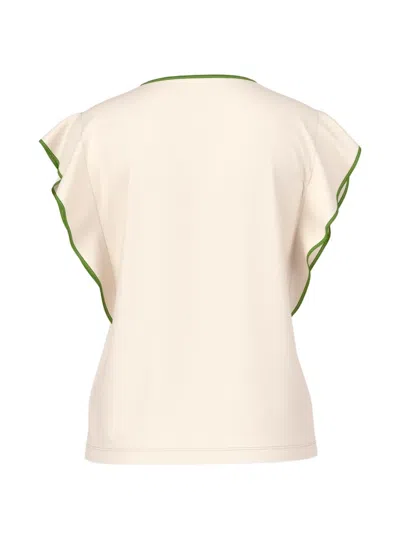 Marccain Ruffle-sleeve T-shirt In Neutral