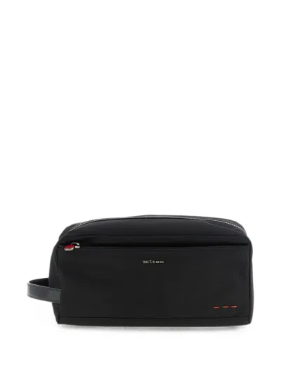 Kiton Rectangular Travel Case Front Pocket In Black