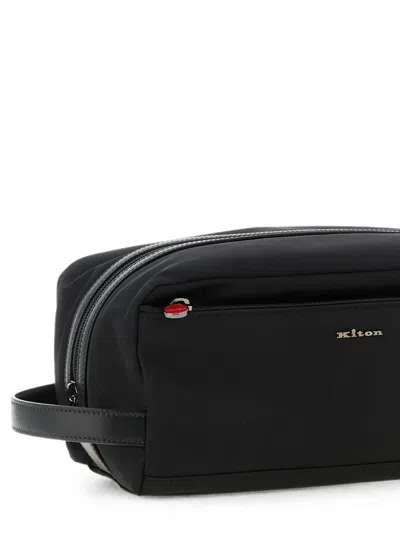 Kiton Rectangular Travel Case Front Pocket In Black